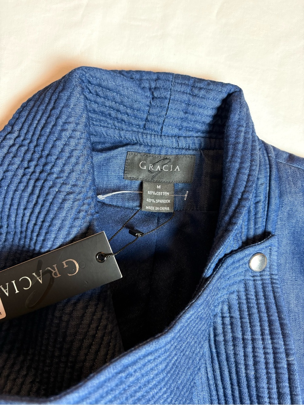 Gracia Designer Asymmetrical Jacket | Sculptural Blue Statement Blazer | Size M - Picture 4 of 14